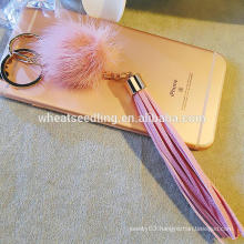 elegant key chain for bag phone pompom tassel fur keychain